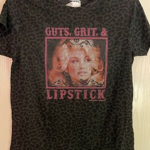 BOC Gray Leopard Print T-Shirt with Pink Text